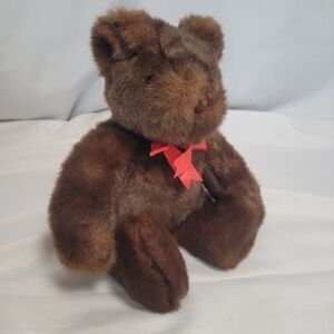 Ty Classics Baby PJ Vintage 1995 Brown Bear w/ Red Bow Plush Stuffed Animal 10"